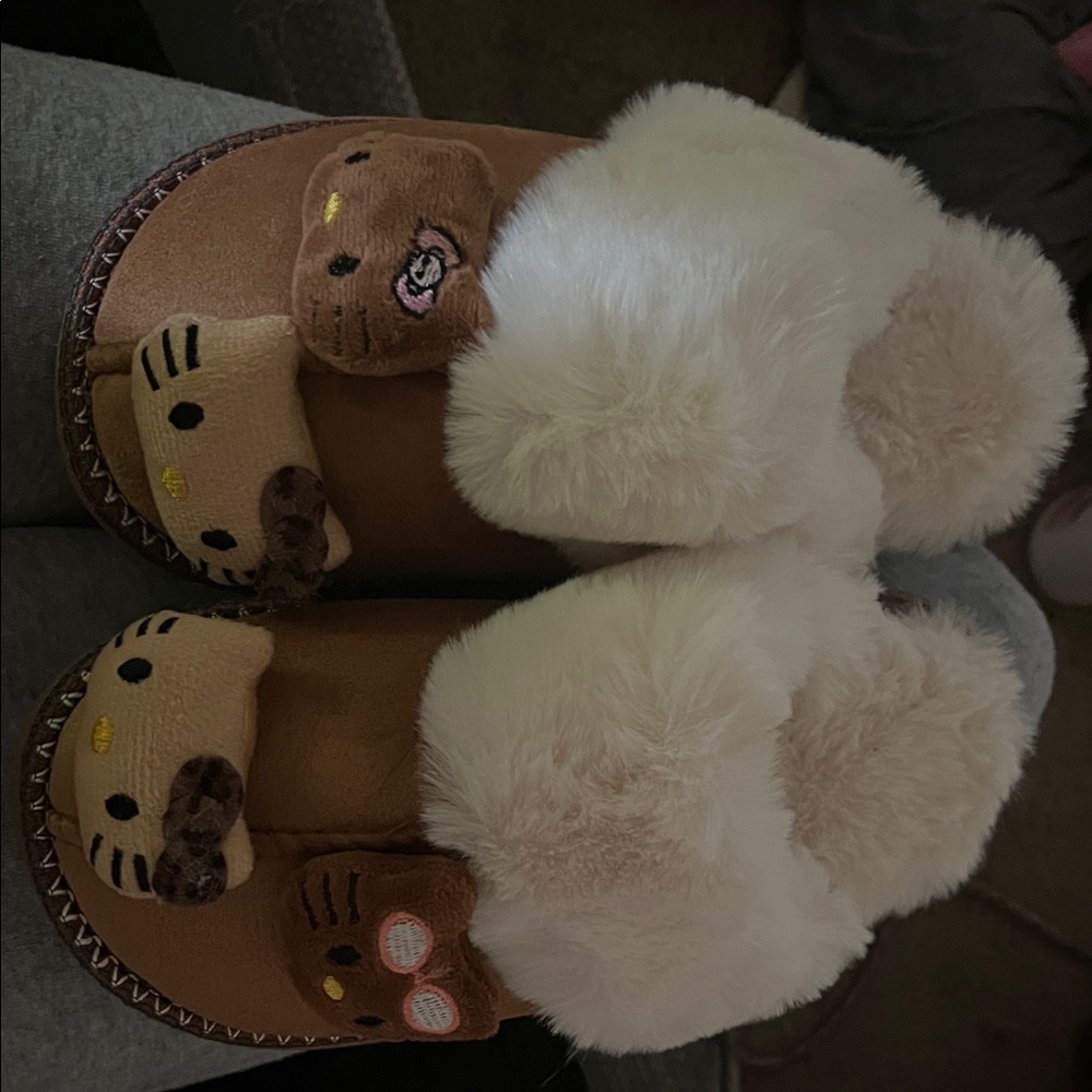 Cozy Brown and White Kids Slippers